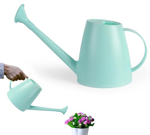 SQAQS Regadera de Jardín, regadera pequeña, Regadera de fácil vertido con Pico Largo de 1800 ML con Cabezal de Ducha extraíble, Regador de Plantas - Regadera Plástico para Interiores（Verde）