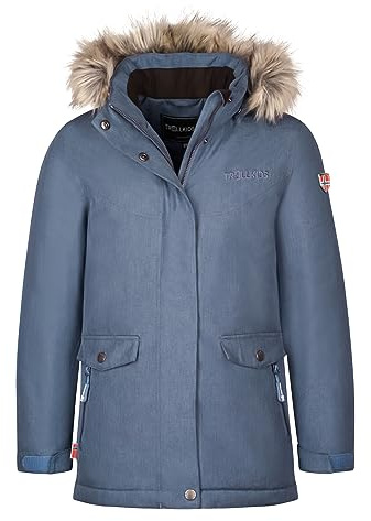 Trollkids Oslo XT Mädchen wasserdichter Wintermantel, Lotusblau/Marine, Größe 116