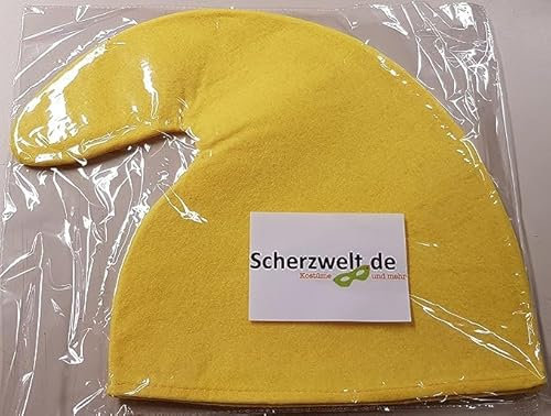 Scherzwelt.de Kostüme und mehr Zwergenmütze für Erwachsene - Zwergen Hut Mütze - Gnommütze - Zwerg gelb