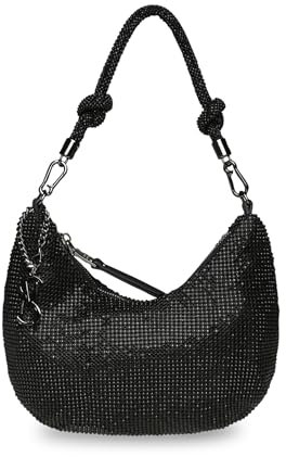 Steve Madden Damen Rhinestone Kaya Strass Hobo Bag, Schwarz