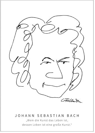 Für Johann Sebastian Bach Fans. Karikatur Postkarte