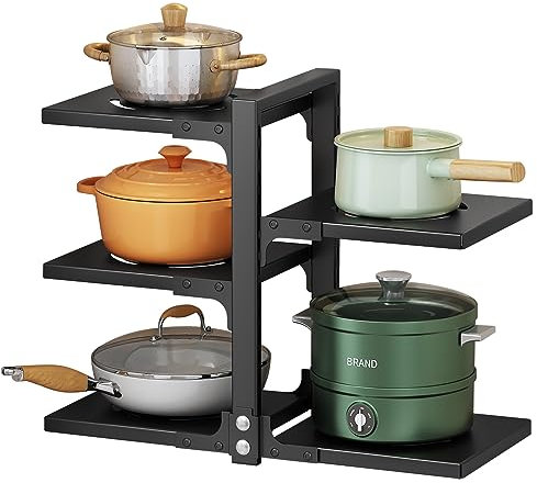 YANYYGu Töpfe und Pfannen Organizer für Schrank, Heavy Duty Topf Pfanne Rack unter Spüle Organizer und Aufbewahrung, Kitchen Cabinet Organizer mit 5 Verstellbaren Ebenen