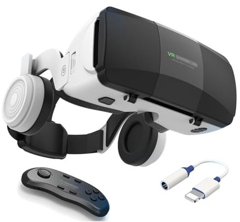Gafas VR para 4.7-7.8 Android/iOS Smartphone, 2023 Nuevos Gafas Realidad Virtual Movil con Auriculares y Mando, 3D VR Gafas para Película Juego Immersivo, Adolescentes/Niños (