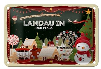 FEMER Blechschild Weihnachten Grüße Landau IN DER Pfalz Geschenk Deko 18x12cm