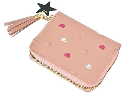 ANBOO Porte-Monnaie Exquis pour Fille Et Ado, Porte Monnaie Disney Enfant, Petit Porte Monnaie Femme Cuir, Carte Femme, avec 4 Emplacements pour Cartes Et 1 Poche À Fermeture Éclair, (Rose)