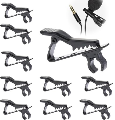 LJFEA Metallo Clip Microfono, Lavalier Clip per Microfono, da Risvolto in Metallo Lavalier Microfono, Fermacravatta Nero Clip, di Filo del Microfono Clip per Microfono Lavalier 10 Pezzi