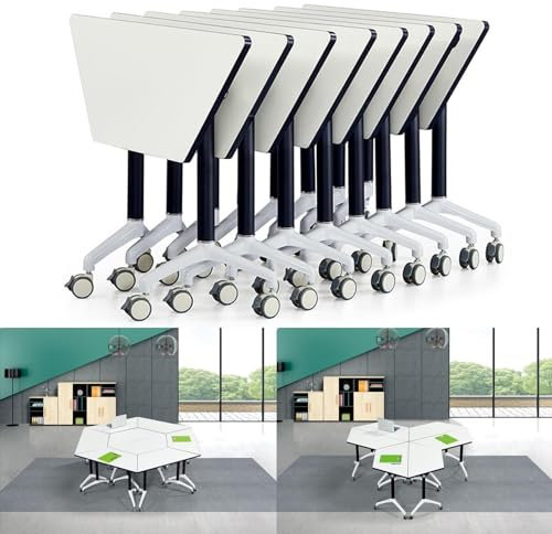 Schreibtisch Klappbar - Konferenzraumtisch – Trapezförmiger Moderner Büro-Konferenztisch, Mobiler Schulungstisch, Aufklappbarer Schulungs-Seminartisch Mit Feststellbaren Rädern ( Color : 8 Pack )