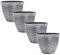 Fyne-Finds Set of 4 Large Plastic Round Silver Cromarty Plant Pot with Saucers Flower Pot Planter Garden Decoration Antique 30cm, 12inch Outside Planters 10L Outdoor With Drainage Holes