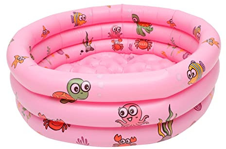 VICASKY 23pièces Pataugeoire Gonflable pour Garçon Fille Rose avec Balles Et Pompe à Air Piscine pour Garçon Fille Et