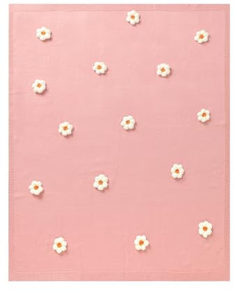 LAWKUL Baby Blanket Floral Soft Newborn Babe Blankets Knitted Swaddling for Infant Toddler Boy Girls 100x80cm Pink
