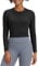 G4Free BareFeel Womens Long Sleeve Crop Top Activewear Shirts Sports Crop Tops Slim Athletic Gym Yoga Shirt Cropped Basic Tight Shirt Black