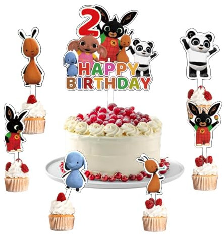 7 Stück Bunny Tortendeko,Bunny Cake Topper 2 Jahre,Bunny Kinder Kuchen Deko Geburtstag,Bunny Cake Birthday Party Decoration,Geeignet für Kindergeburtstage