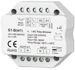 AC tiristor atenuador botón interruptor controlador de luz 2,4G perilla atenuación control remoto S1-B WT
