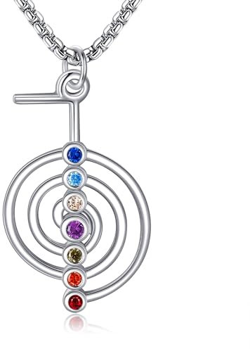 HUKKUN Reiki Halskette Sterling Silber Reiki Symbole Halsketten für Frauen Heilung Schmuck für Frauen