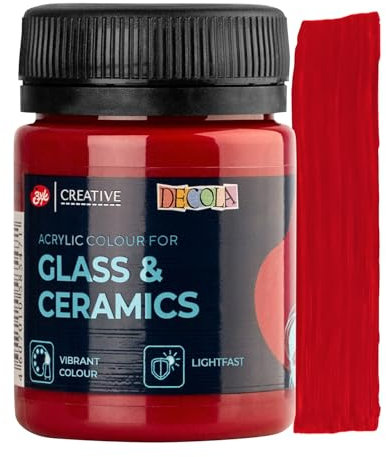 Decola Vernice per Porcellana Rosso - 50ml Permanente per Vetro e Ceramica - Alto Potere Coprente su Superfici Scure - Prodotto da Nevskaya Palitra