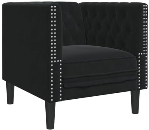 Genérico Wenjingqi-372678 Chesterfield-Sessel aus schwarzem Samt