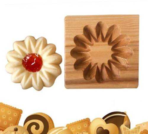 Moules à biscuits en bois, outils de gaufrage 3D, tampons à biscuits, moules à pain, accessoires de cuisson pour pâte, argile, pâtisseries, muffins, enfants (flocon de neige)