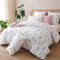 Freyamy Housse de Couette Fleurie 220x240+2 Taie d'oreiller 65x65cm Rose Coloré Feuilles Floral Parure de lit 2 Personnes Fleurs Adulte Sets de Housse Couette en Microfibre avec Fermeture Éclair