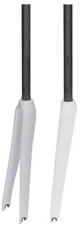 Vollcarbon Fahrrad Starre Gabel Fixed Gear Fahrradgabeln 700C Rennräder Starrgabel 1-1/8 Gerades Rohr 9 * 100MM Schnellspanner C Bremse Vorderradgabeln(White)