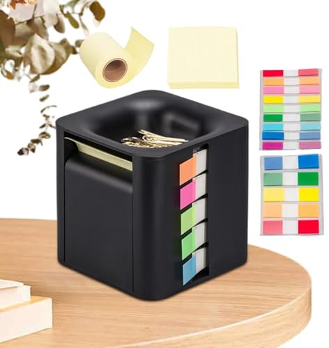 Cube Sticky Notes Box, Memo Holder Notizzettel, bunte Index-Aufkleber für Schreibtisch, 8,5 x 8,5 x 8,5 cm, Abs + Papierstickys Notenspender für Schreibtische