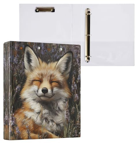 ALAZA 3-Ring-Ordner mit Klemmbrett, runde Ringe 3,8 cm, organisieren Sie einfach den 2,5-cm-Ordner, geeignet für Papier im Briefformat, Fox Summer Large 3 Löcher für Schule Büro