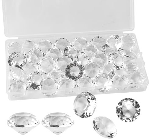BigKego 30 Stück Klare Kristall Glas Diamant 20mm Deko Diamanten Brillanten Glasdiamanten Transparente Dekosteine für Tischdeko Streudeko Hochzeit Deko