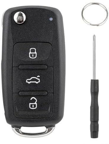Chaexii Coque de clé VW Golf pour VW Seat Ibiza - Coque de clé pour Volkswagen Transporter Polo - Coque de clé pour Skoda Caddy - Accessoires de clé avec porte-clés et tournevis