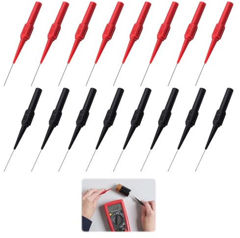 Multimeter Leads Probe Pin 16pcs Multimeter Test Leads Power Back Probe Pin 0.7mm Non-Destructive Insulation Wire Piercing Test Leads for Automotive Tester Kit