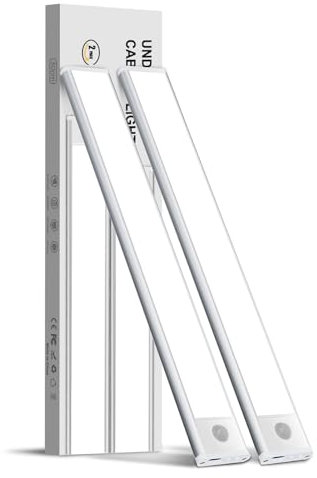 Trayvespace 30CM Unterbauleuchte Küche LED, 2 Stück 1000mAh Schranklicht mit Bewegungsmelder, 3 Arbeitsmodus & 3 Farbmodi & Stufenloses Dimmbar, Wiederaufladbares Unterbauleuchte LED Kabellos