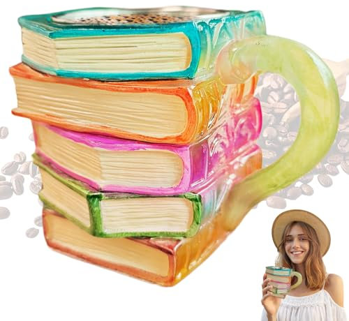 Book Cup, Gemalte Buch tasse, Lackierte Buchtasse, Gestrichene BuchTasse, Bemalte Buchtasse, Glas Buch Kaffeetassen, Bemalte Bücher Tasse, 3D Bücher Kaffeetasse, für Heiße & Kalte Getränke