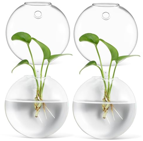 Toddmomy 4pièces Vase Mural Suspendu Verre Transparent Pot De Fleurs Décoratif pour Salon Terrarium Suspendu