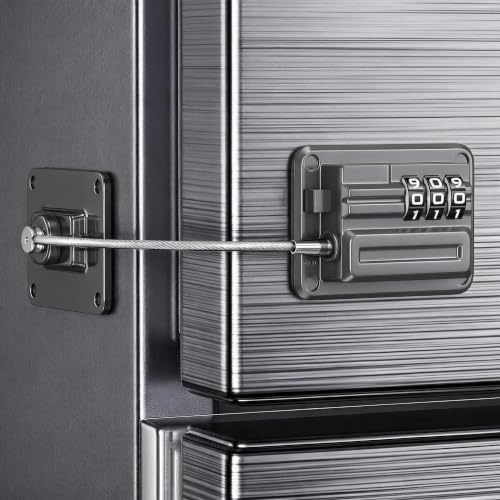 Refrigerator Locks with Combination, Child Safety Fridge Lock for Cabinets, Freezer, Desk Drawers, Wardrobes, Closets, Windows, Baby Proofing Door Lock with Code for Kids