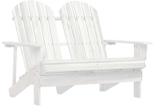 QZZCED Adirondack Gartenstuhl, 2-Sitzer, aus Tannenholz, weiß, bequemer und stabiler Outdoor-Schaukelstuhl, robuste und wetterfeste Struktur, ergonomisches Design