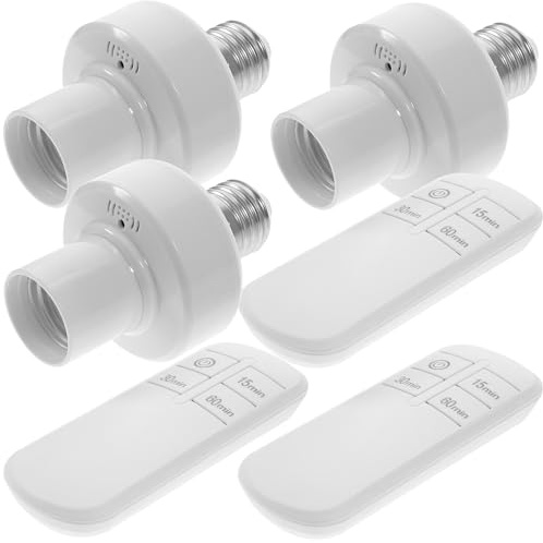 Support de Lampe à Télécommande E27 Blanc, Lot de 3, Prise Télécommandée | Signal Traverse Mur, Contrôle Intelligent et Minuterie pour Éclairage Intérieur