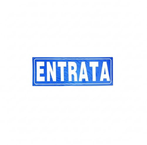 Cartello Segnaletica Entrata, PVC, Blu e Bianco, 60x22 cm, Montaggio a Parete