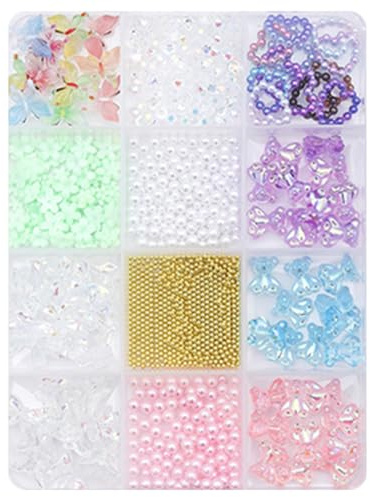 12 Grids 3D Bows Nails Art Charms Mixed Shape Resin Bowknot Nail Charms Decoration for Party