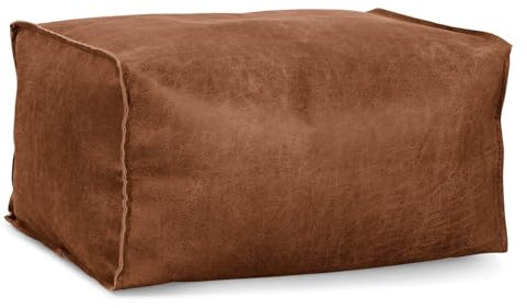 Lounge Pug Petit Pouf Repose Pied, Repose-Pieds Ottoman, Siège Supplémentaire pour Salon, Entrée, Bureau, Camel