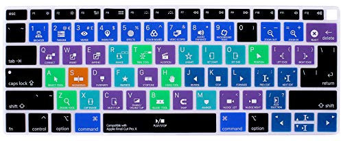 MMDW Final Cut Pro X Shortcuts Hotkey Keyboard Cover Compatible with MacBook Air 2018 13.3 inch A1932 with Retina Display and Touch ID Silicone Soft Protector,USA/EU Version