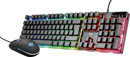Trust Gaming GXT 838 Azor Gaming Tastatur und Maus Set, Deutsches QWERTZ Layout, LED Beleuchtung, Anti-Ghosting, 12 Mediatasten, PC Maus 800-3000 DPI, für Computer, Laptop, Mac - Schwarz