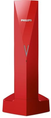 Philips (Line V) - Wireless Landline, LCD, 10H Use, Mani Liberi, Intercom, identificatore Chiamato, Agenda 50 Numeri, HQ, Suono, Sveglia, Eco+ - Colore Rosso (compatibile: ESP, ITA)