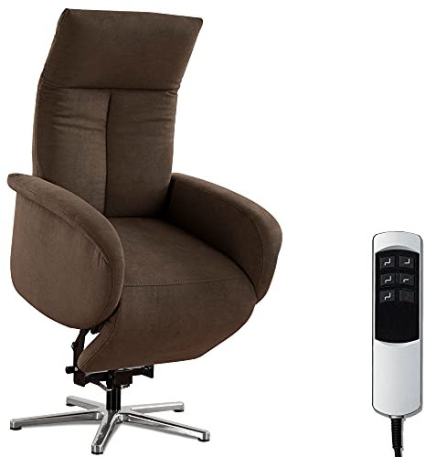 CAVADORE TV-Sessel Juba / Pflegeleichter Fernsehsessel mit Aufstehhilfe + elektrisch verstellbarer Relaxfunktion / 2 E-Motoren / 75 x 112 x 82 / Soft Clean Bezug, Braun