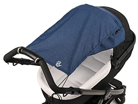 Altabebe (AL7013-32) Universal Sonnensegel mit seitlichen Sonnenschutz UV Schutz 50+ für Kinderwagen Babywanne - reißfester Baby Sonnenschutz zum aufrollen - Farbe: melange marine