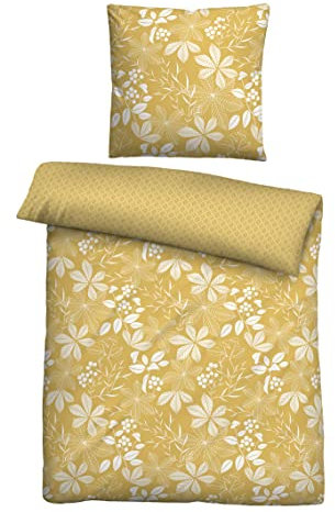 Traumhaft schlafen - Castell - Markenbettwäsche 0403711 Bettwäsche Garnitur mit Kopfkissenbezug Baumwoll-Linon 1x 135x200 cm + 1x 80x80 cm, mais