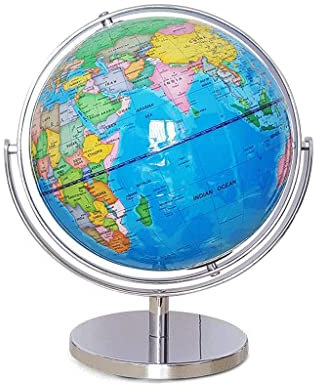 WAxd Der praktischste Globus Um 720 ° drehbarer großer Weltkugel mit Metallständer, Desktop-Geografie, Erdkugel-Dekoration, leicht lesbar für Zuhause, Büro, Schule Inspirierende Puzzle-Geschenke