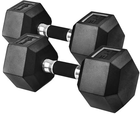 Yes4All 13,6 kg Paar Gummi-Ummantelung Übung & Fitness Hex Hantel-Set, Handgewicht
