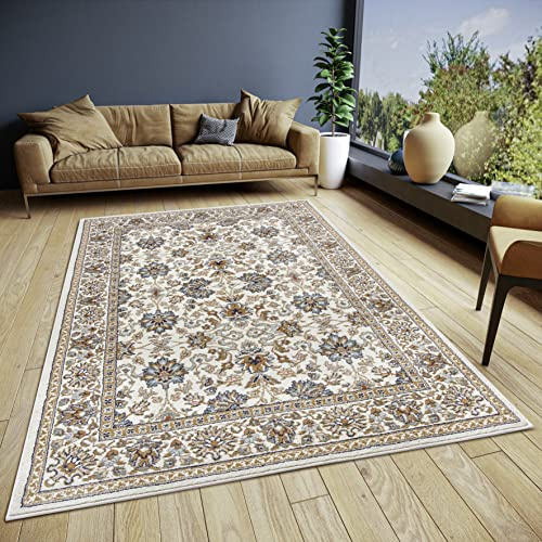 Hanse Home Saraceni Orient Teppich – Läufer Orientalisch klassisch dicht gewebt mit Ornamenten und Blumenmotiven Weicher Kurzflor für Schlafzimmer, Esszimmer, Wohnzimmer, Flur – Creme, 120x170cm