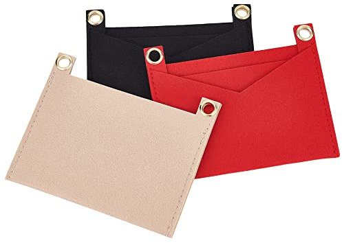 WADORN Filz-Handtaschen-Einsatz, 3 Farben, Geldbörseneinsatz, Organizer, Clutch, Crossbody, Umbausatz mit Ösen für LV Kirigami, Umschlag, Pochette, Einsatz, Former, Aufbewahrung, 12.2x15.9 cm