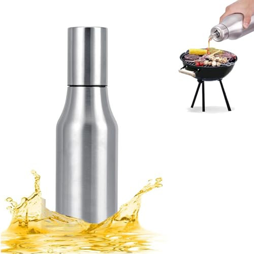 Dispenser Di Olio Bottiglia in Acciaio Inox - Oliera Acciaio - Acciaio Inox 304 per Alimenti Con Beccuccio Senza Gocciolamento E Coperchio Antipolvere Porta Olio E Aceto per Cucina E Barbecue 500 Ml