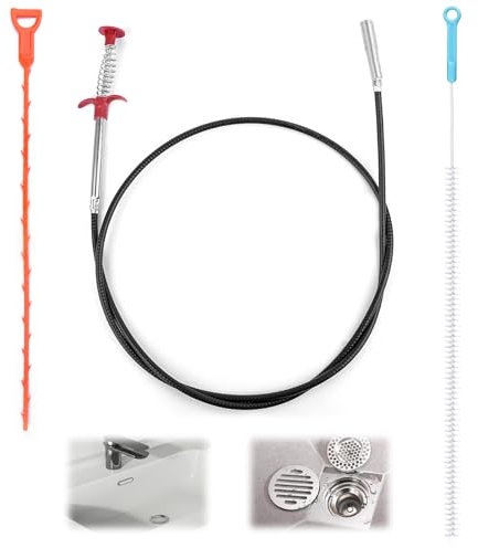 VFANDV Stura Lavandini e Scarichi, 3 Pezzi Gancio per la Pulizia Della Fogna lavello Cucina, Lavandino Professionale Molla Doccia per Pulire le Tubature Cleaning Claw per Bagno, Vasca Strumento
