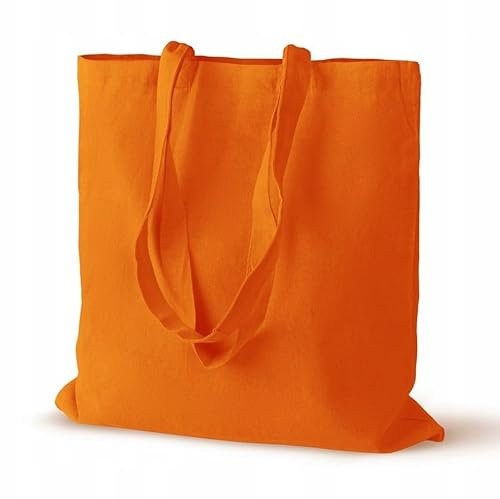 AllBags Baumwolltasche 380 x 420 mm mit langen Griffen 70 cm, Einkaufstasche, Alltagstasche, arbeitstasche damen, strapazierfähige stofftasche kindergarten, jutebeutel (1 er-Pack, Orange)